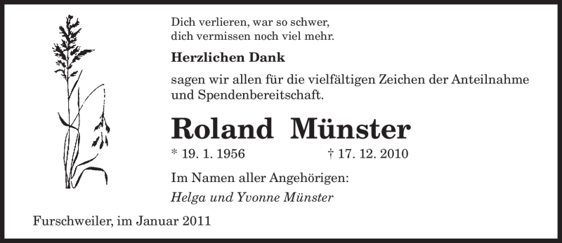 Traueranzeigen Von Roland M Nster Saarbruecker Zeitung Trauer De