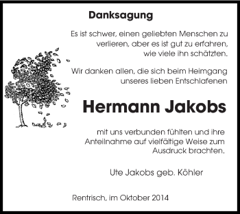 Traueranzeige von Hermann Jakobs von saarbruecker_zeitung