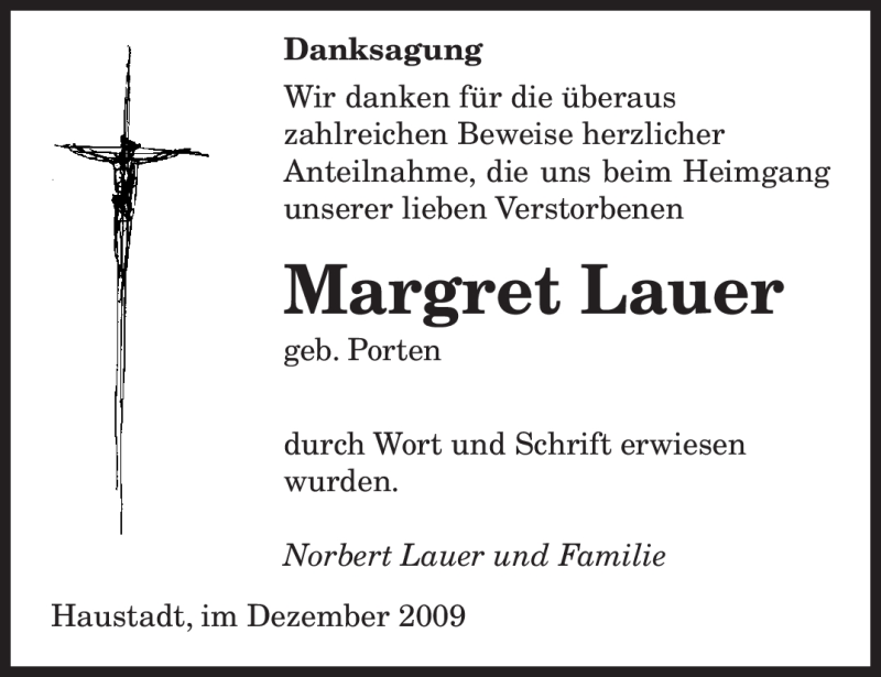 Traueranzeigen Von Margret Lauer Saarbruecker Zeitung Trauer De