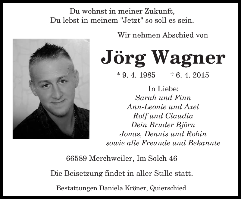  Traueranzeige für Jörg Wagner vom 11.04.2015 aus saarbruecker_zeitung