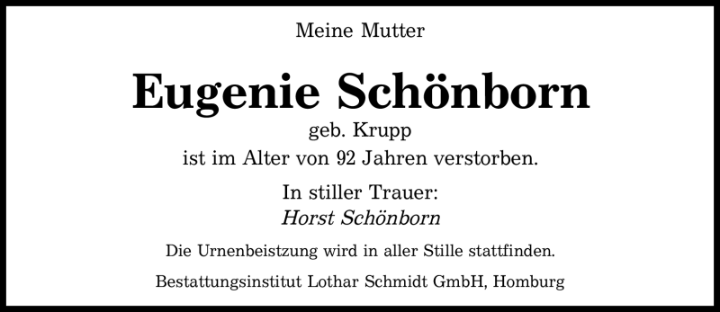 Traueranzeigen Von Eugenie Sch Nborn Saarbruecker Zeitung Trauer De