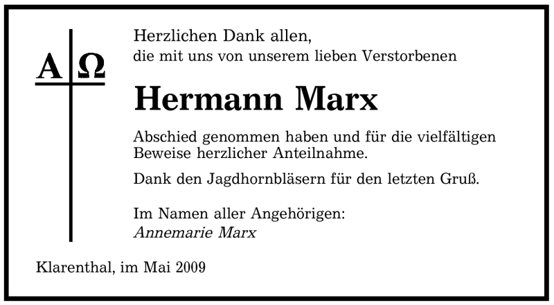 Traueranzeigen Von Hermann Marx Saarbruecker Zeitung Trauer De