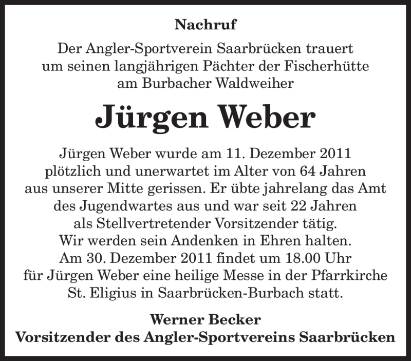 Traueranzeigen Von J Rgen Weber Saarbruecker Zeitung Trauer De