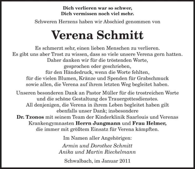 Trauer Und Todesanzeigen Von Verena Schmitt Trauer De