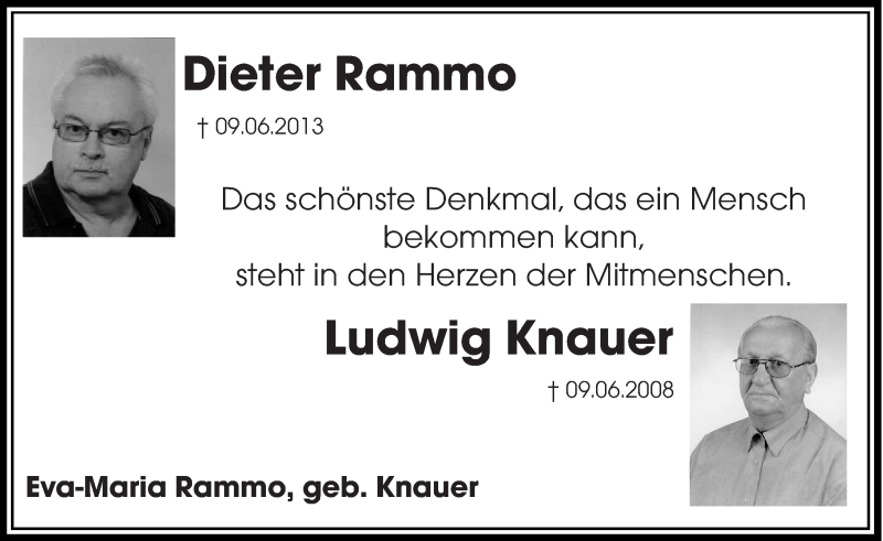  Traueranzeige für Dieter Rammo vom 07.06.2014 aus Saarbrücker Zeitung