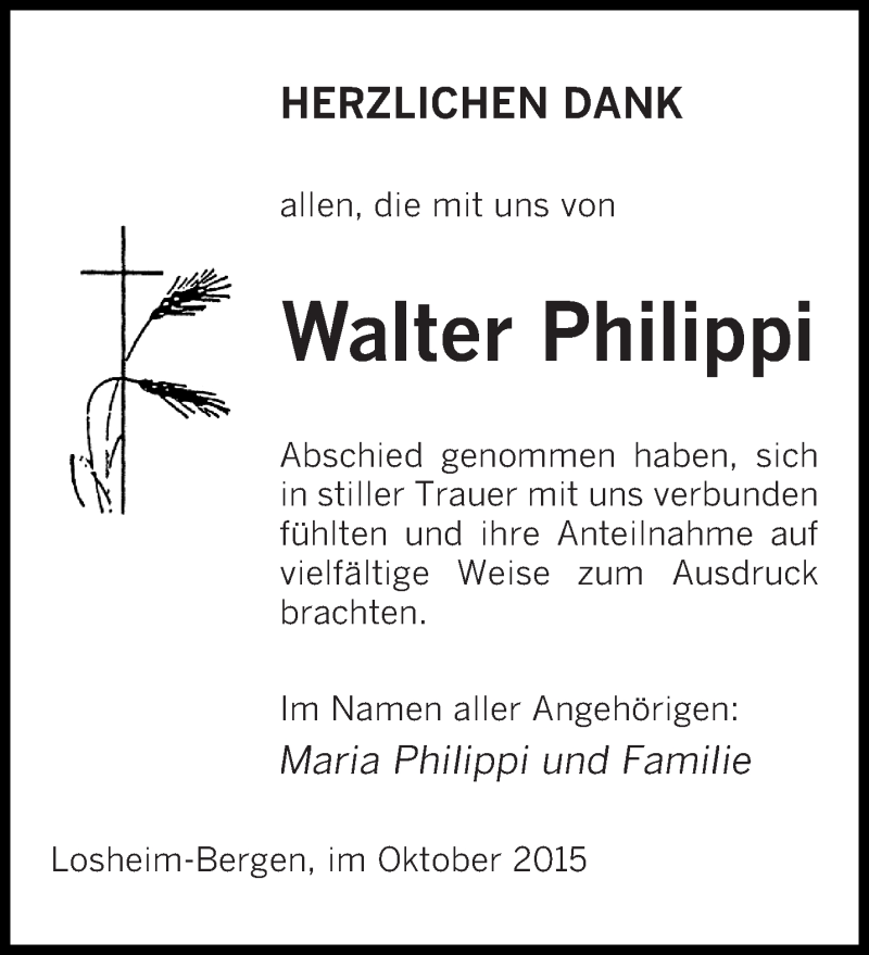 Traueranzeigen Von Walter Philippi Saarbruecker Zeitung Trauer De