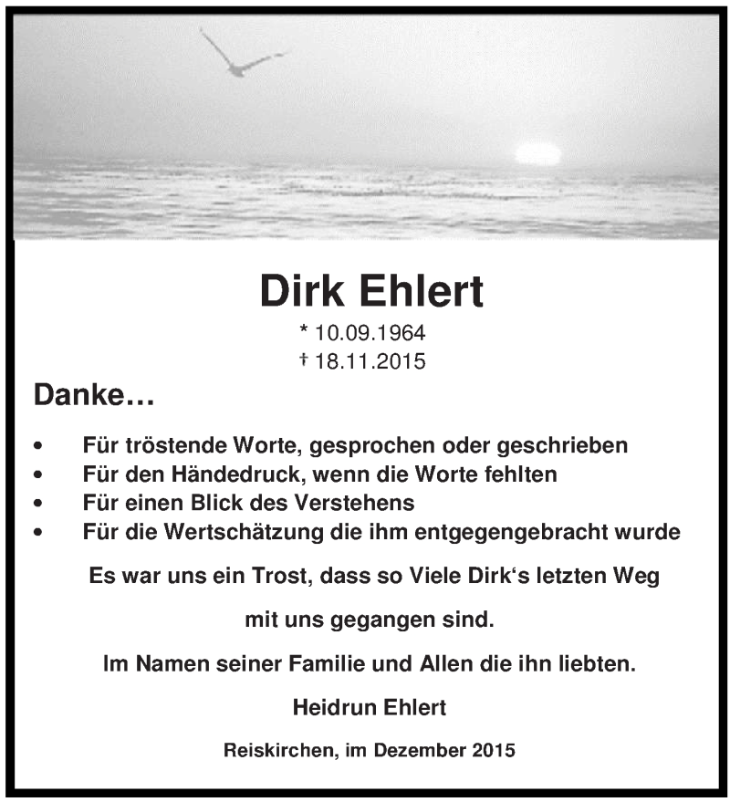  Traueranzeige für Dirk Ehlert vom 04.12.2015 aus saarbruecker_zeitung