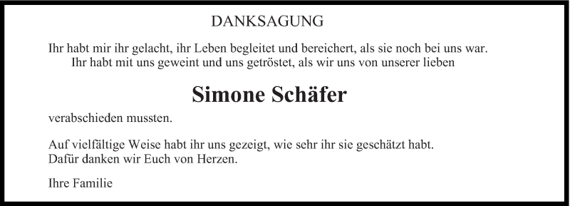  Traueranzeige für Simone Schäfer vom 28.11.2016 aus saarbruecker_zeitung