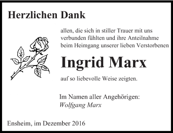 Traueranzeige von Ingrid Marx von saarbruecker_zeitung