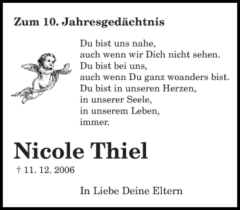 Traueranzeige von Nicole Thiel von saarbruecker_zeitung