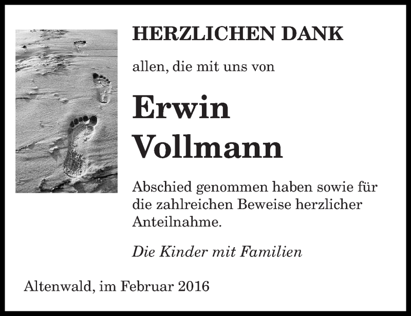  Traueranzeige für Erwin Vollmann vom 13.02.2016 aus saarbruecker_zeitung