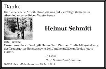Traueranzeige von Helmut Schmitt von saarbruecker_zeitung