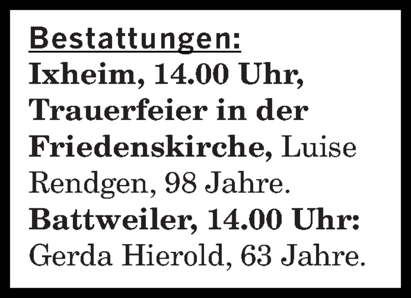 Traueranzeigen Von Bestattungen Vom 13.06.2016 | Saarbruecker-Zeitung ...