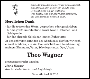 Traueranzeige von Theo Wagner von saarbruecker_zeitung