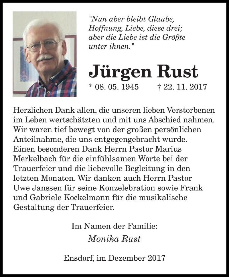 Traueranzeigen Von J Rgen Rust Saarbruecker Zeitung Trauer De