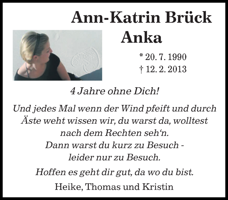  Traueranzeige für Ann-Katrin Brück vom 11.02.2017 aus saarbruecker_zeitung