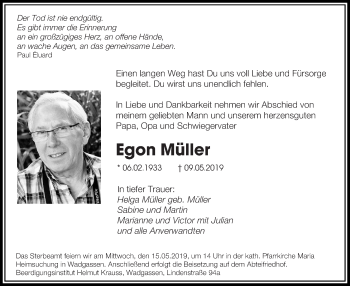 Traueranzeigen Von Egon M Ller Saarbruecker Zeitung Trauer De