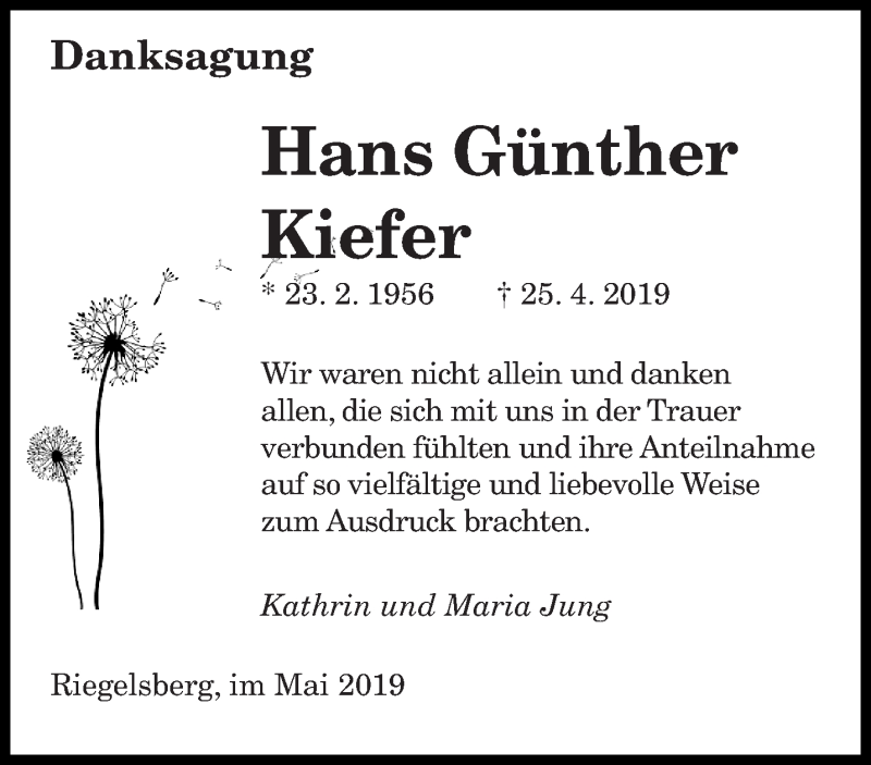 Traueranzeigen Von Hans G Nther Kiefer Saarbruecker Zeitung Trauer De