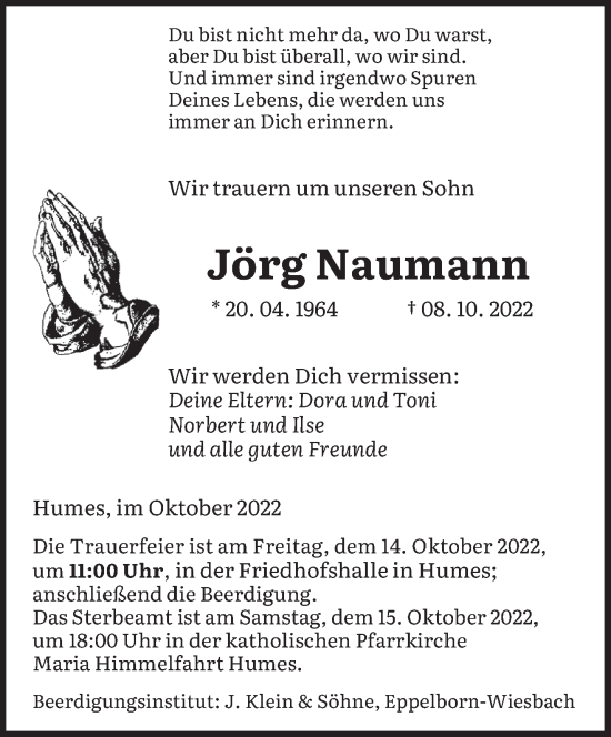 Traueranzeigen Von J Rg Naumann Saarbruecker Zeitung Trauer De