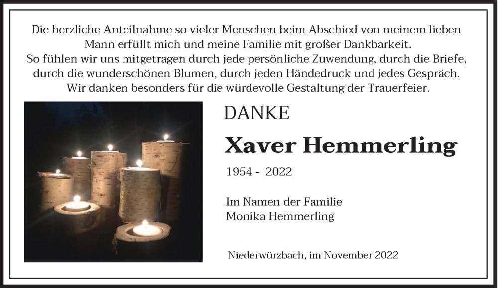 Traueranzeigen Von Xaver Hemmerling Saarbruecker Zeitung Trauer De