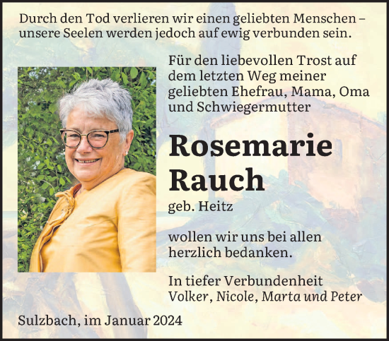 Traueranzeigen Von Rosemarie Rauch Saarbruecker Zeitung Trauer De