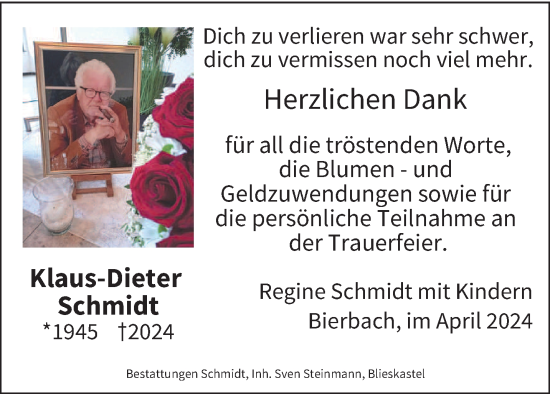 Traueranzeige von Klaus-Dieter Schmidt von saarbruecker_zeitung