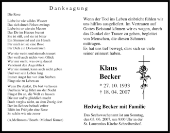 Traueranzeige von Klaus Becker von SAARBRÜCKER ZEITUNG