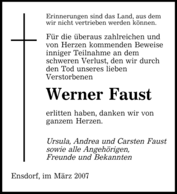 Traueranzeige von Werner Faust von SAARBRÜCKER ZEITUNG