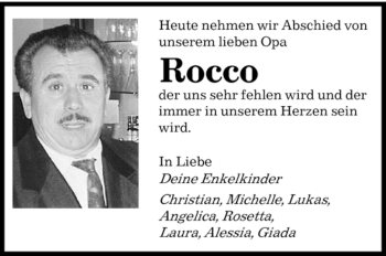 Traueranzeige von Rocco der uns sehr fehlen wird und der immer in unserem Herz Rocco von SAARBRÜCKER ZEITUNG