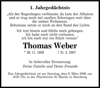 Traueranzeige von Thomas Weber von SAARBRÜCKER ZEITUNG