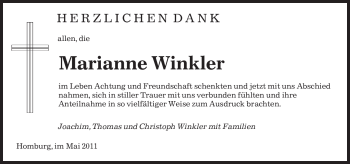 Traueranzeige von Marianne Winkler von SAARBRÜCKER ZEITUNG