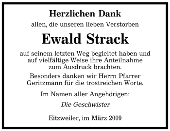 Traueranzeige von Ewald Strack von SAARBRÜCKER ZEITUNG