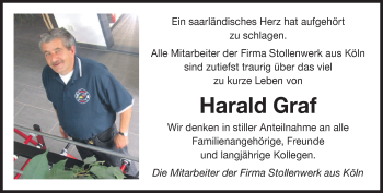 Traueranzeige von Harald Graf von saarbruecker_zeitung
