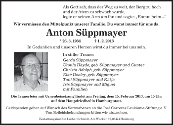 Traueranzeige von Anton Süppmayer von saarbruecker_zeitung
