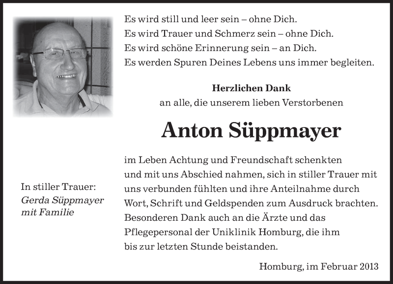  Traueranzeige für Anton Süppmayer vom 01.03.2013 aus saarbruecker_zeitung