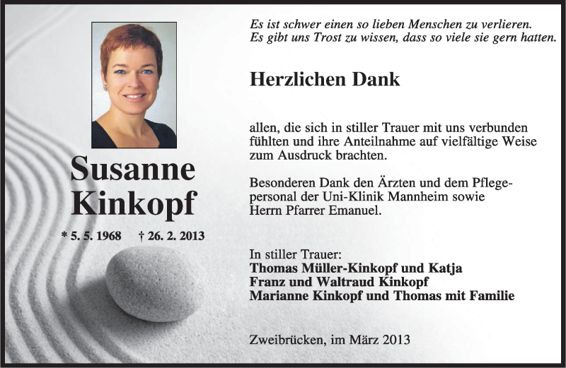  Traueranzeige für Susanne Kinkopf vom 22.03.2013 aus saarbruecker_zeitung