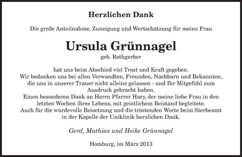  Traueranzeige für Ursula Grünnagel vom 13.03.2013 aus saarbruecker_zeitung