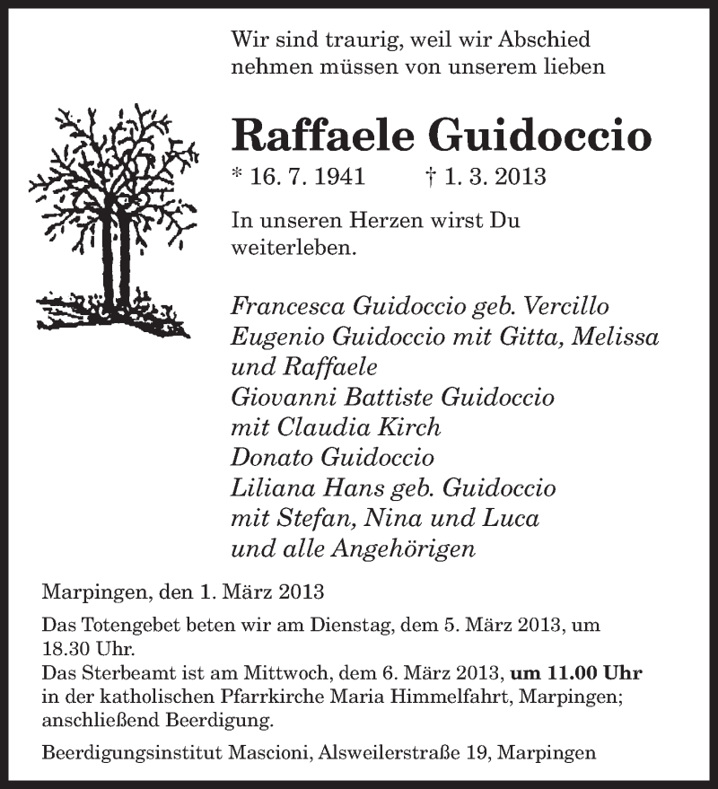  Traueranzeige für Raffaele Guidoccio vom 04.03.2013 aus saarbruecker_zeitung