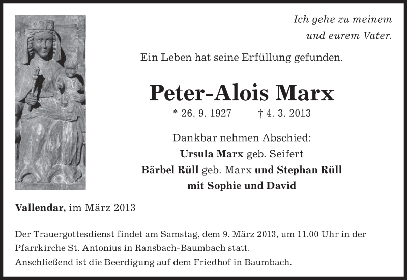  Traueranzeige für Peter-Alois Marx vom 06.03.2013 aus saarbruecker_zeitung