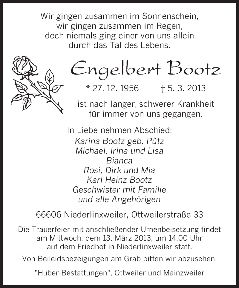  Traueranzeige für Engelbert Bootz vom 09.03.2013 aus saarbruecker_zeitung