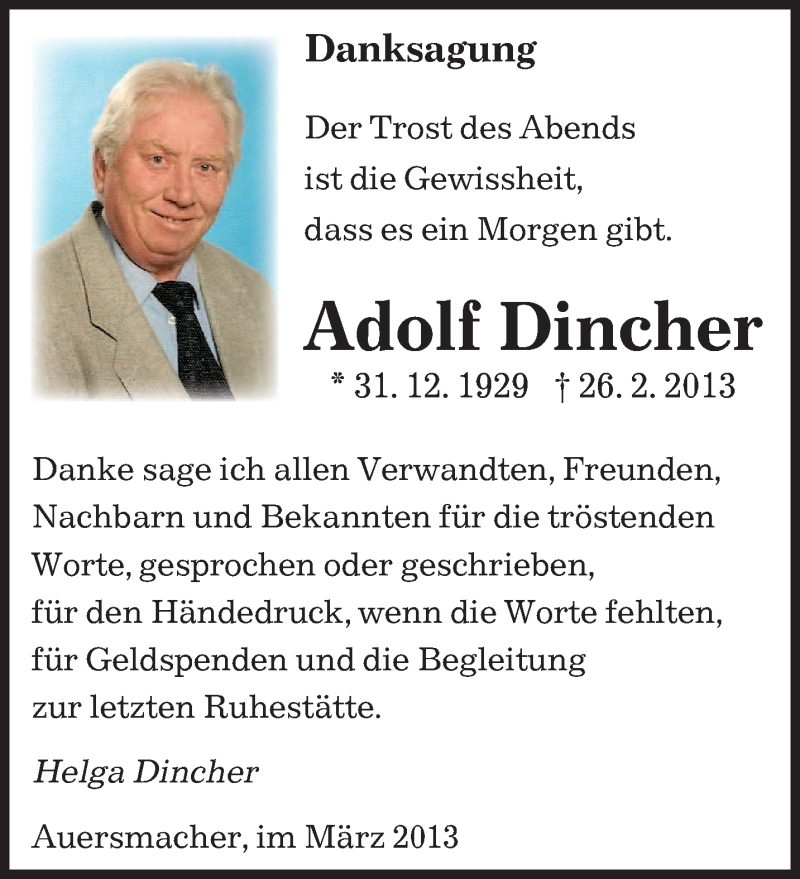  Traueranzeige für Adolf Dincher vom 23.03.2013 aus saarbruecker_zeitung