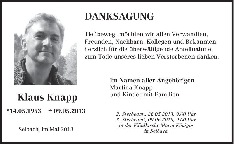  Traueranzeige für Klaus Knapp vom 25.05.2013 aus saarbruecker_zeitung