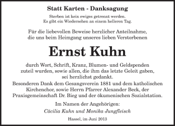 Traueranzeige von Ernst Kuhn von saarbruecker_zeitung
