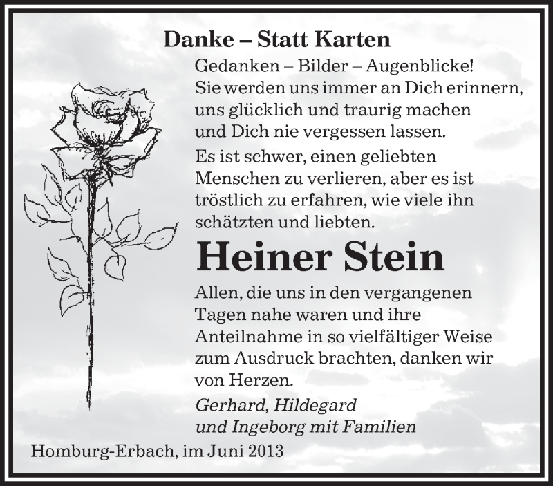  Traueranzeige für Heiner Stein vom 19.06.2013 aus saarbruecker_zeitung