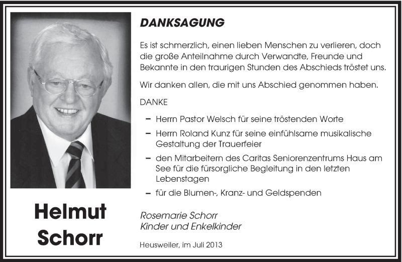  Traueranzeige für Helmut Schorr vom 20.07.2013 aus saarbruecker_zeitung