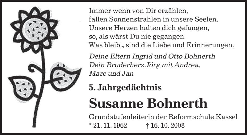  Traueranzeige für Susanne Bohnerth vom 16.10.2013 aus saarbruecker_zeitung