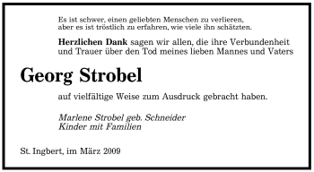 Traueranzeige von Georg Strobel von SAARBRÜCKER ZEITUNG