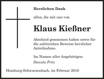 Traueranzeige von Klaus Kießner von SAARBRÜCKER ZEITUNG