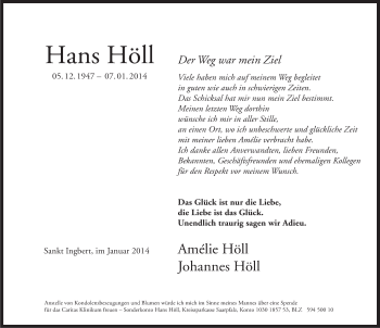 Traueranzeige von Hans Höll von saarbruecker_zeitung