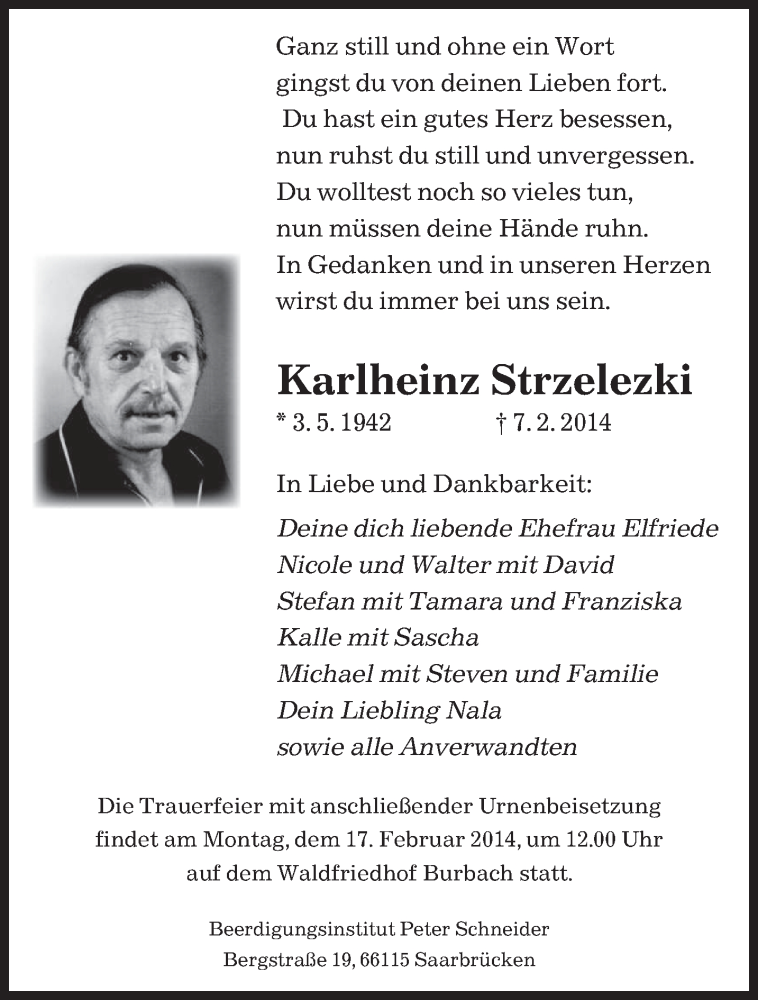  Traueranzeige für Karlheinz Strzelezki vom 12.02.2014 aus saarbruecker_zeitung